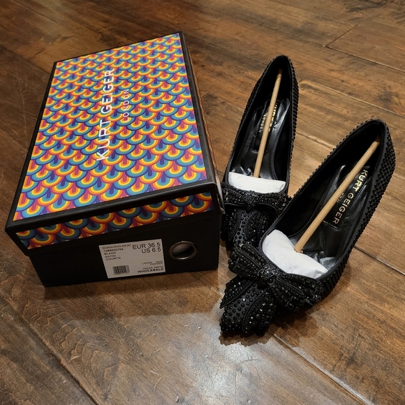 Size 6.5 Kurt Geiger Black Belgravia Crystal Bow Heels - Picture 13 of 13